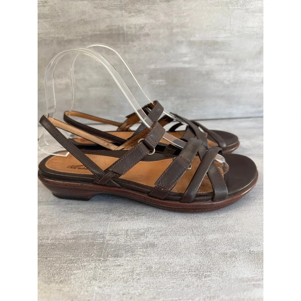 Dansko Brown Strappy Leather Slingback Sandals - Picture 1 of 8